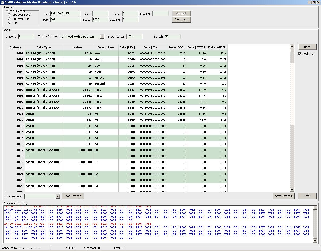 MMST Modbus Master Simulator - Tester screenshot